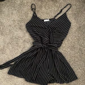 Striped black and white romper